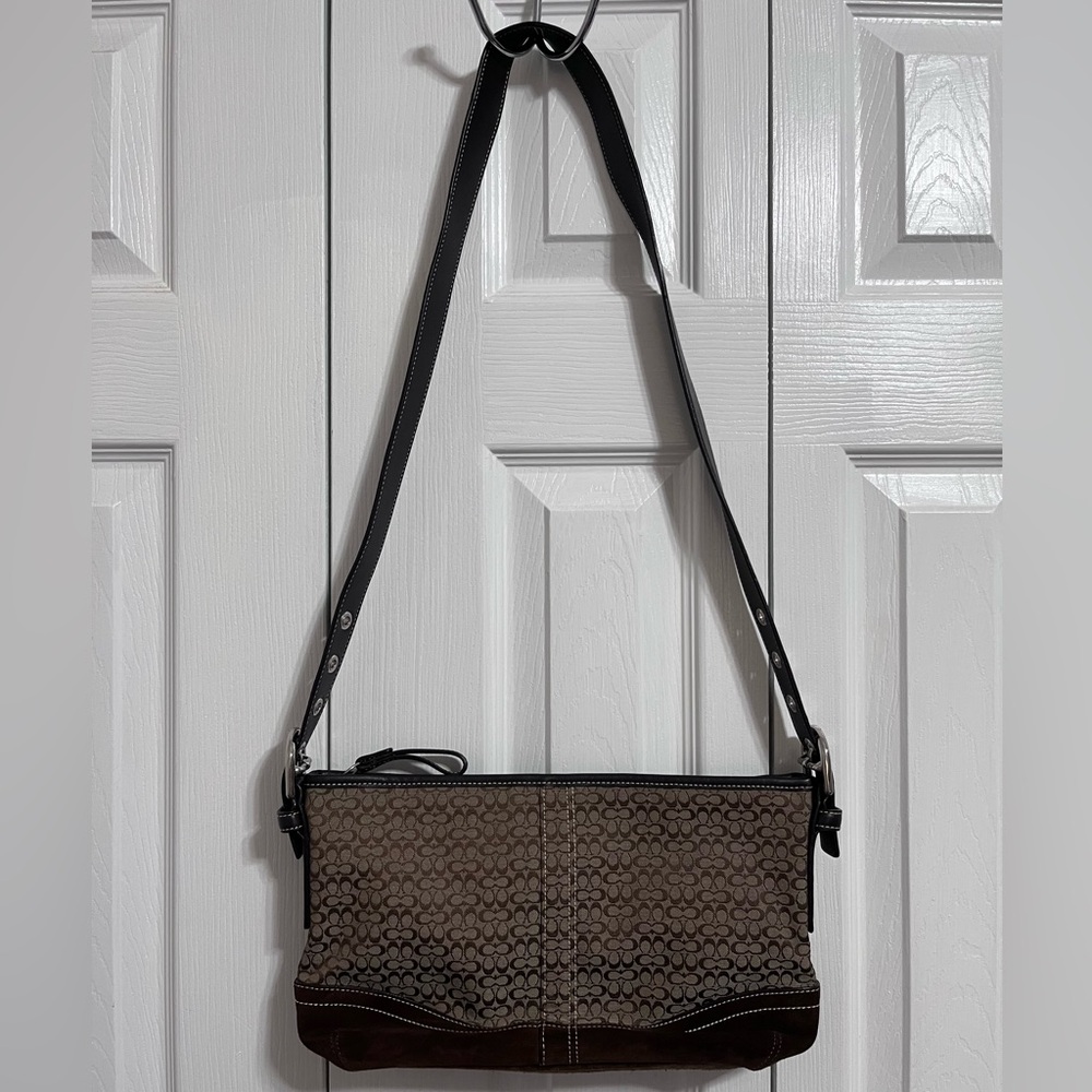 Coach Brown Suede Shoulder Bag - Picture 3 of 6